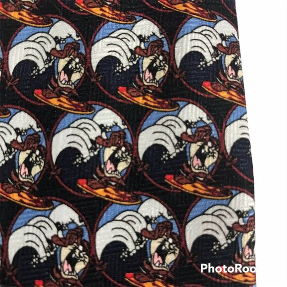Looney Tunes Men's Tie Tazmanian Devil 1999 Warner Bros 100% Polyester Preowned - Picture 3 of 7
